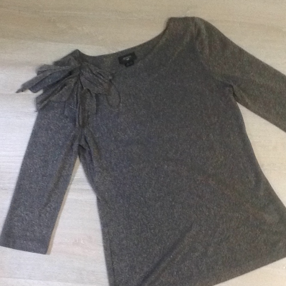 Anthropologie grey top with gold metallic specks - Picture 2 of 6